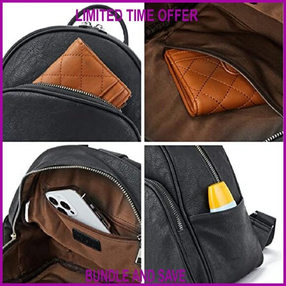 Vegan Leather Mini Backpack Purse Adjustable Straps Roomy Pockets